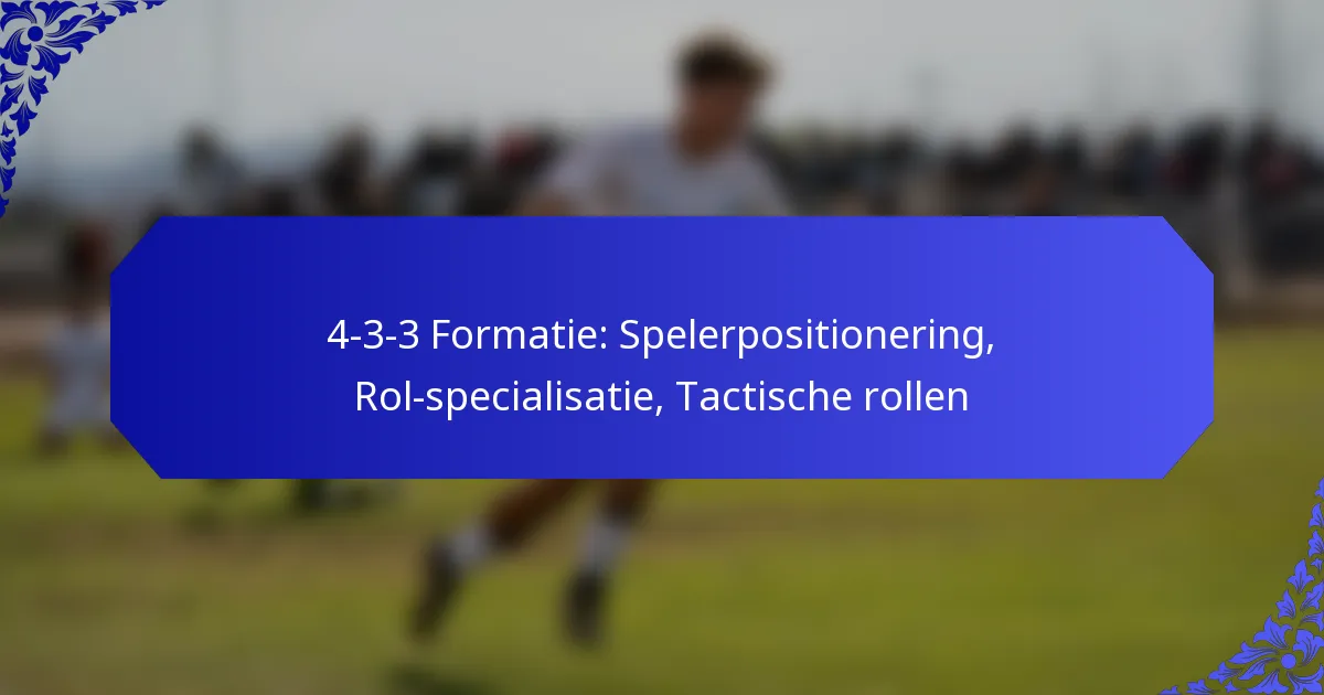 4-3-3 Formatie: Spelerpositionering, Rol-specialisatie, Tactische rollen