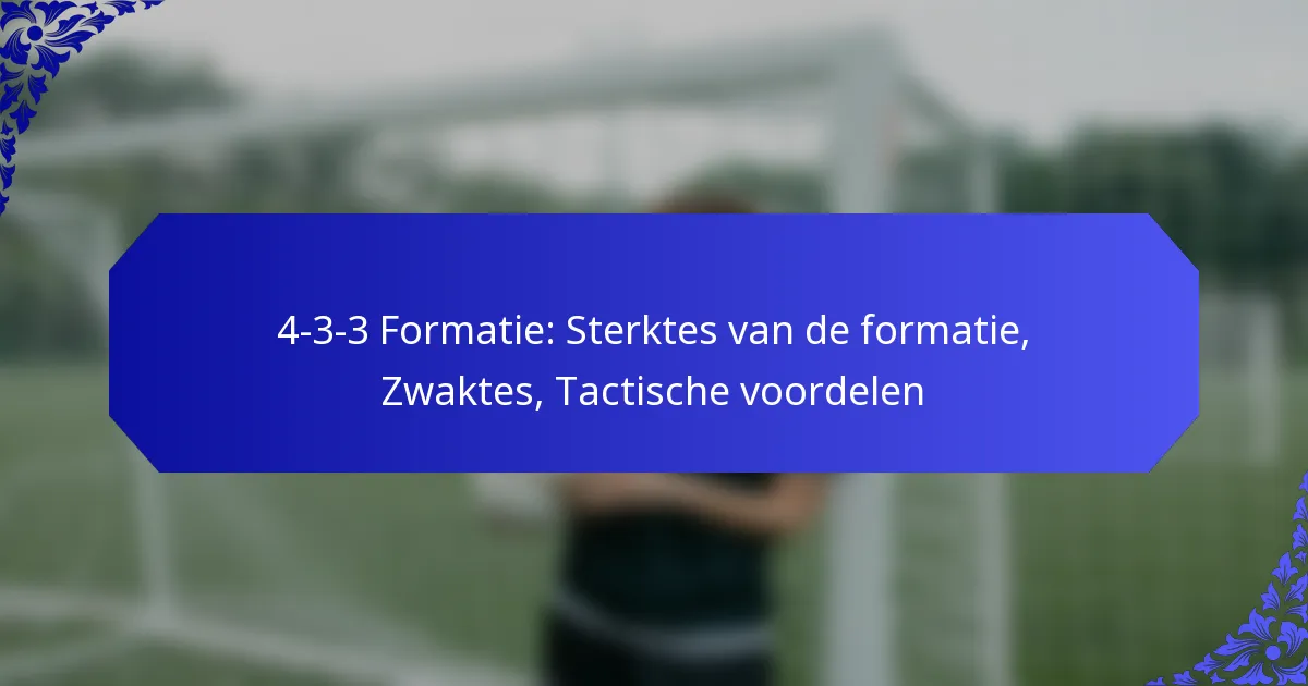 4-3-3 Formatie: Sterktes van de formatie, Zwaktes, Tactische voordelen