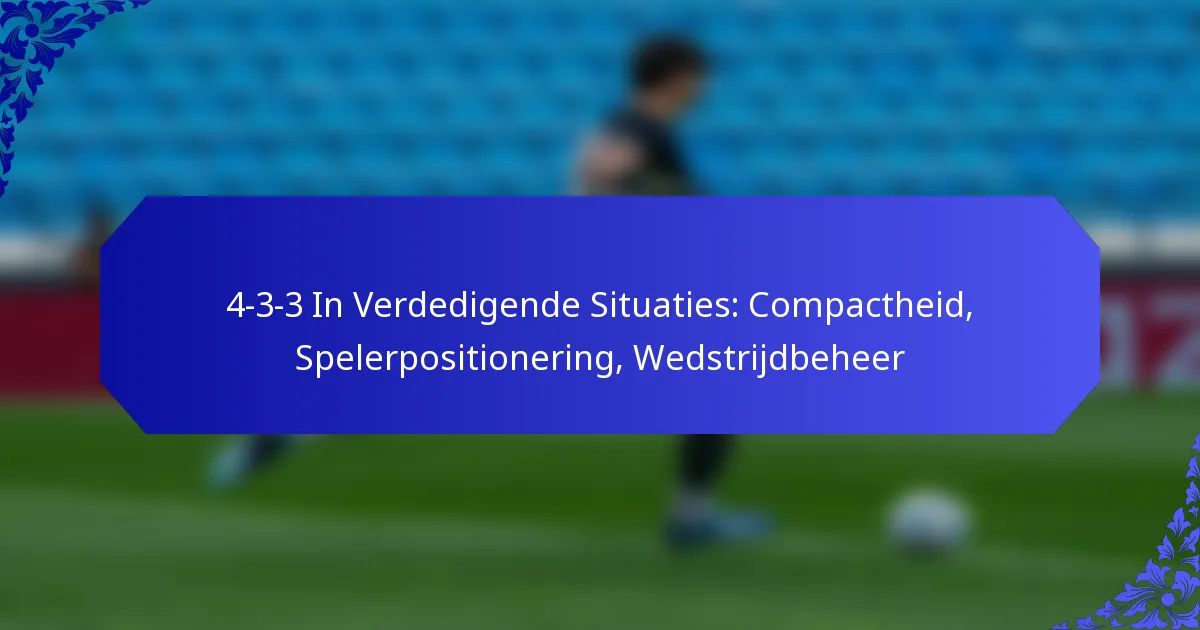 4-3-3 In Verdedigende Situaties: Compactheid, Spelerpositionering, Wedstrijdbeheer