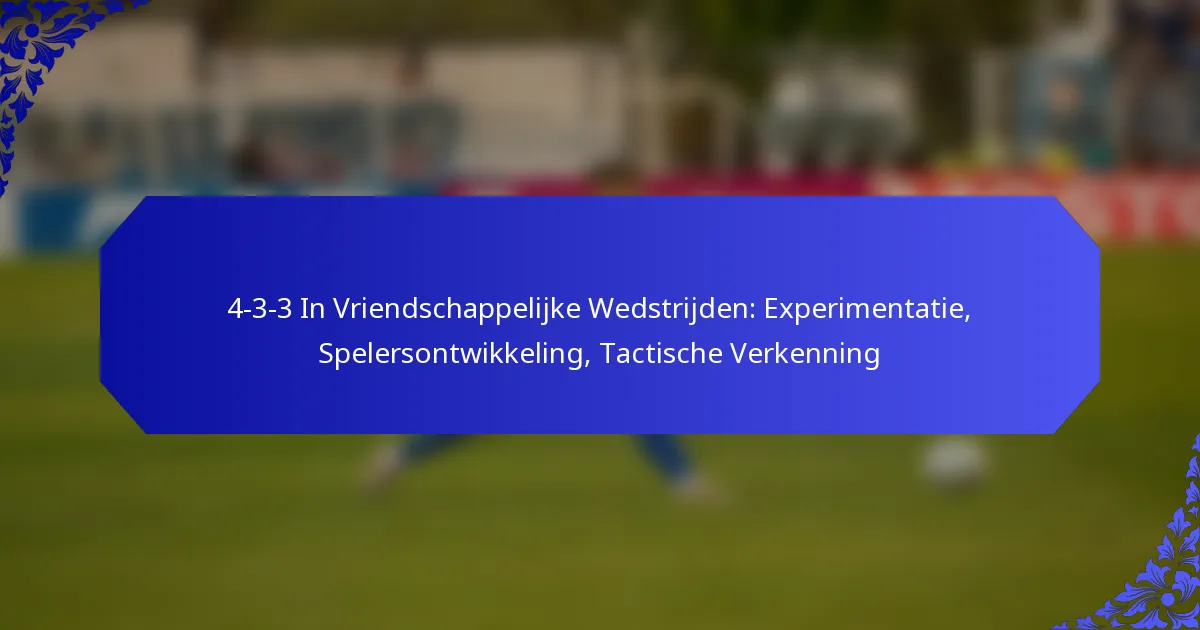 4-3-3 In Vriendschappelijke Wedstrijden: Experimentatie, Spelersontwikkeling, Tactische Verkenning