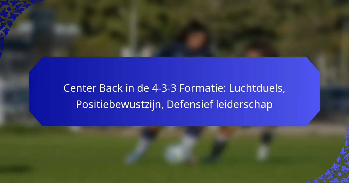 Center Back in de 4-3-3 Formatie: Luchtduels, Positiebewustzijn, Defensief leiderschap