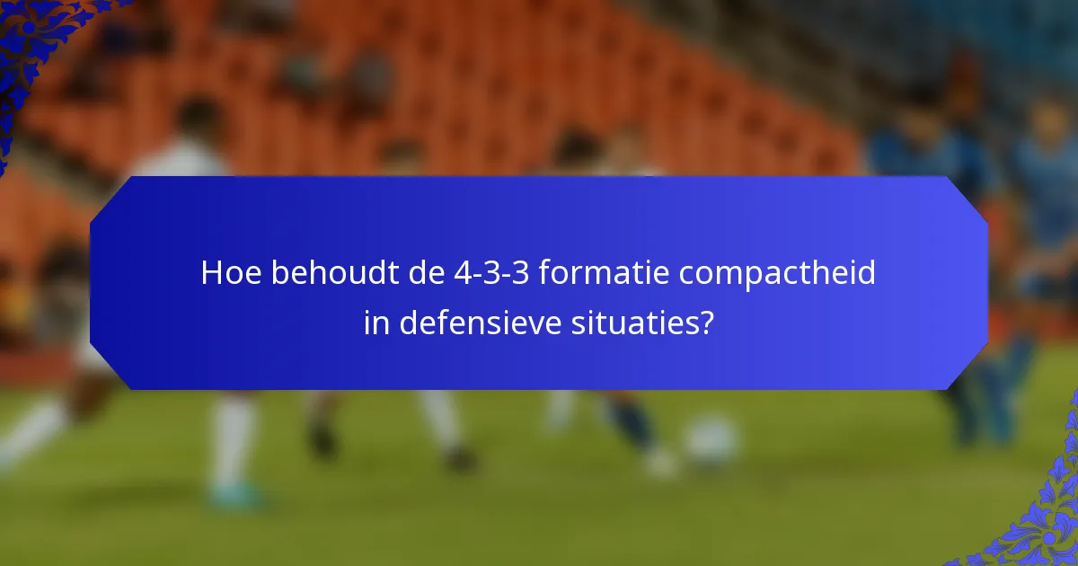 Hoe behoudt de 4-3-3 formatie compactheid in defensieve situaties?